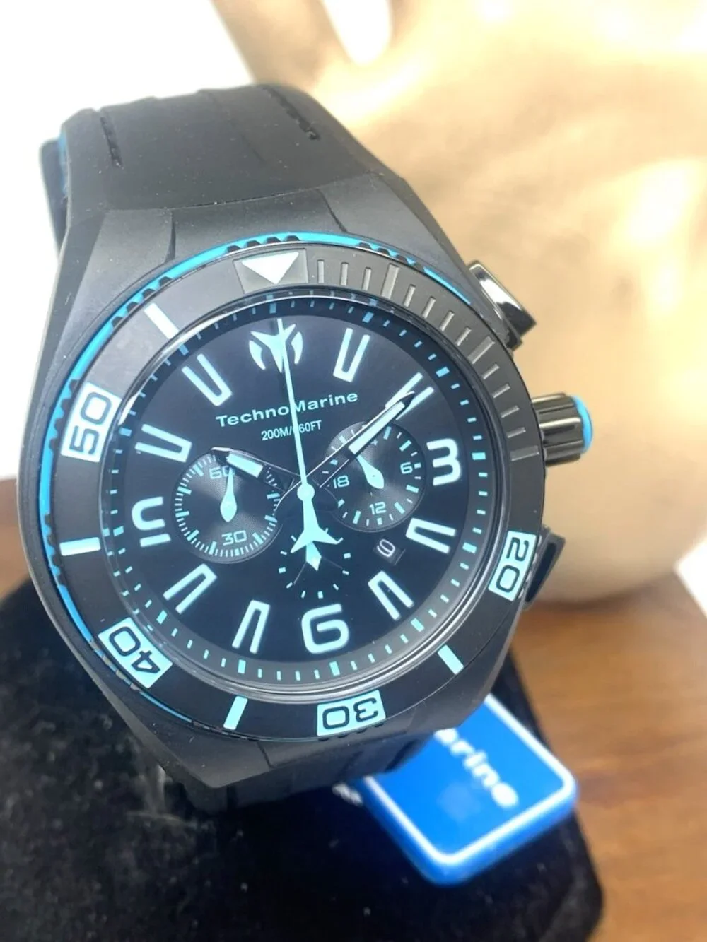 Technomarine Men's Watch TM-115058 Quartz Chronograph Blue Black Rubber 44mm
